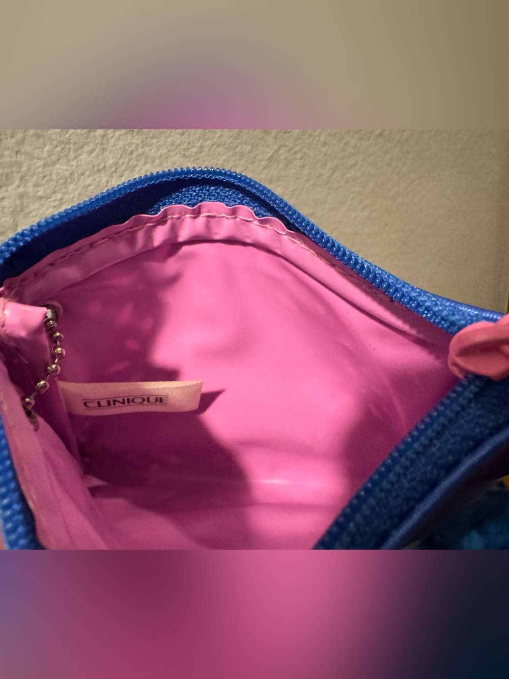 Clinique Blue Floral Cutout Cosmetic Coin Pouch - Picture 4 of 4